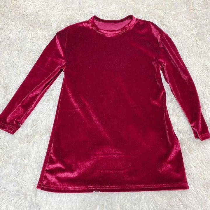 Vestido Tshirt de Veludo*Cranberry por atacado de Honey Beez Boutique