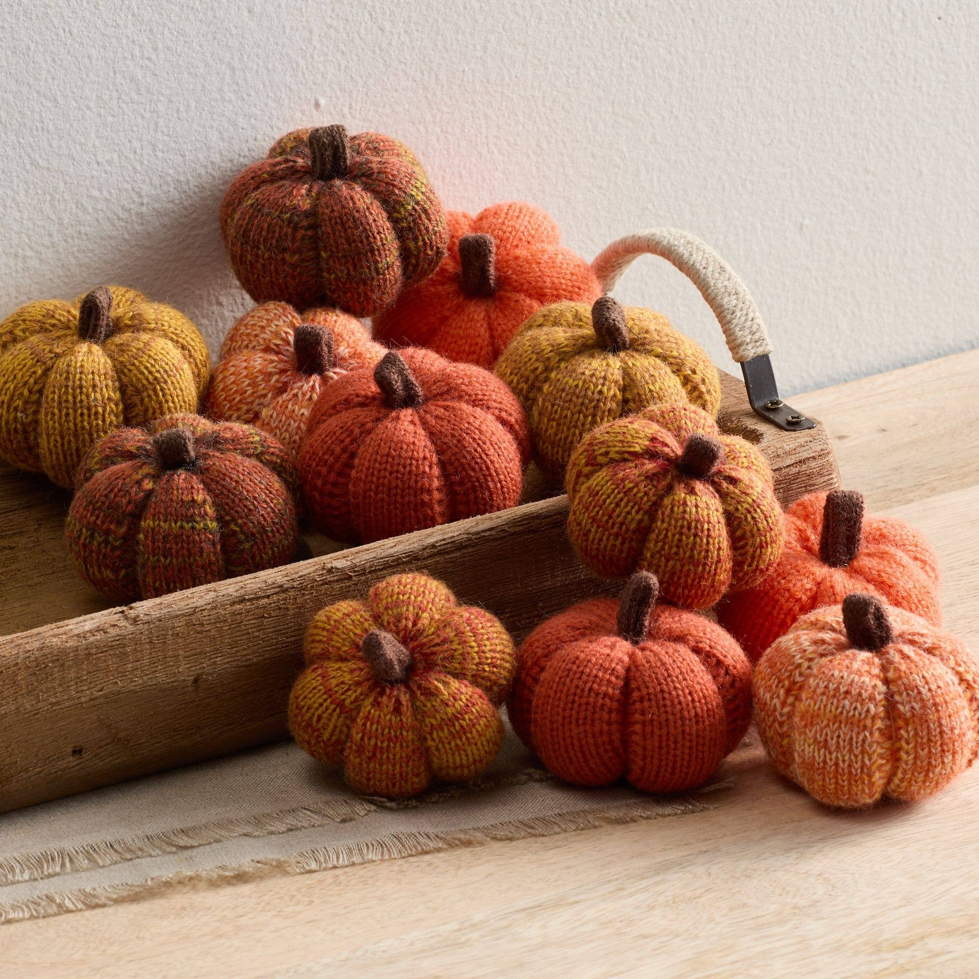 Your Heart's Content - Wholesale Decorative Tabletop Object - Cozy Pumpkins, Variegated Knit Yarn Colors, Handcrafted Gift0