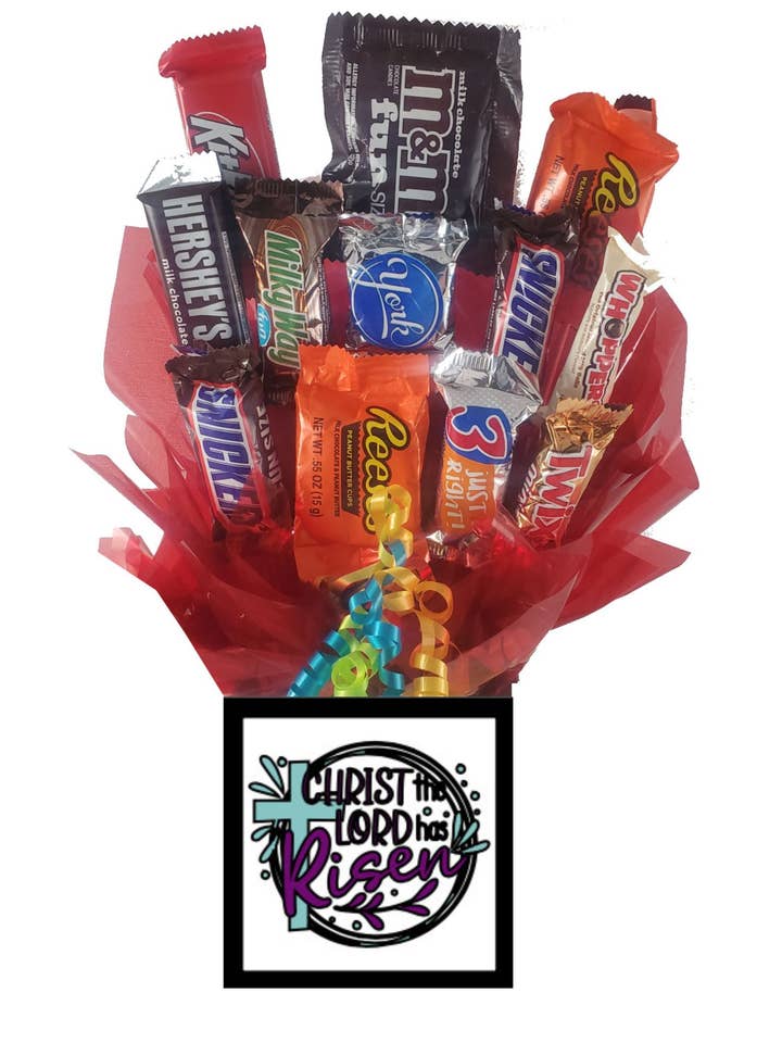 Chocolate Candy Bouquet in Easter CHR box (12 pc candy) for wholesale by So Sweet of You