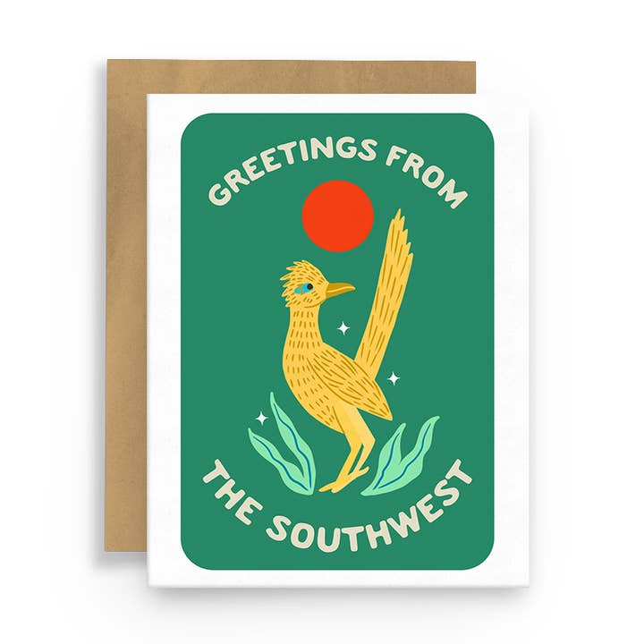 Greetings from the Southwest Roadrunner Card for wholesale by Squidly Designs