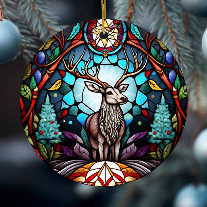 Reindeer Ceramic Disc, Christmas Tree Keepsake Ornament for wholesale by Fernville Creations