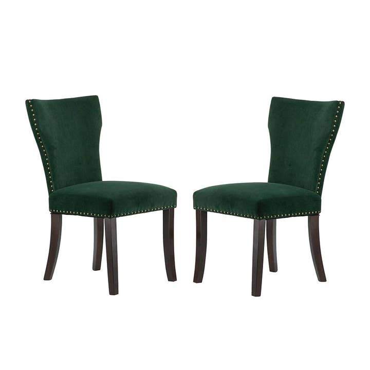 A&B Home Group Inc. - Wholesale Chair - S/2 Modern Velvet Chair w/ Back Support and Nailhead - Green