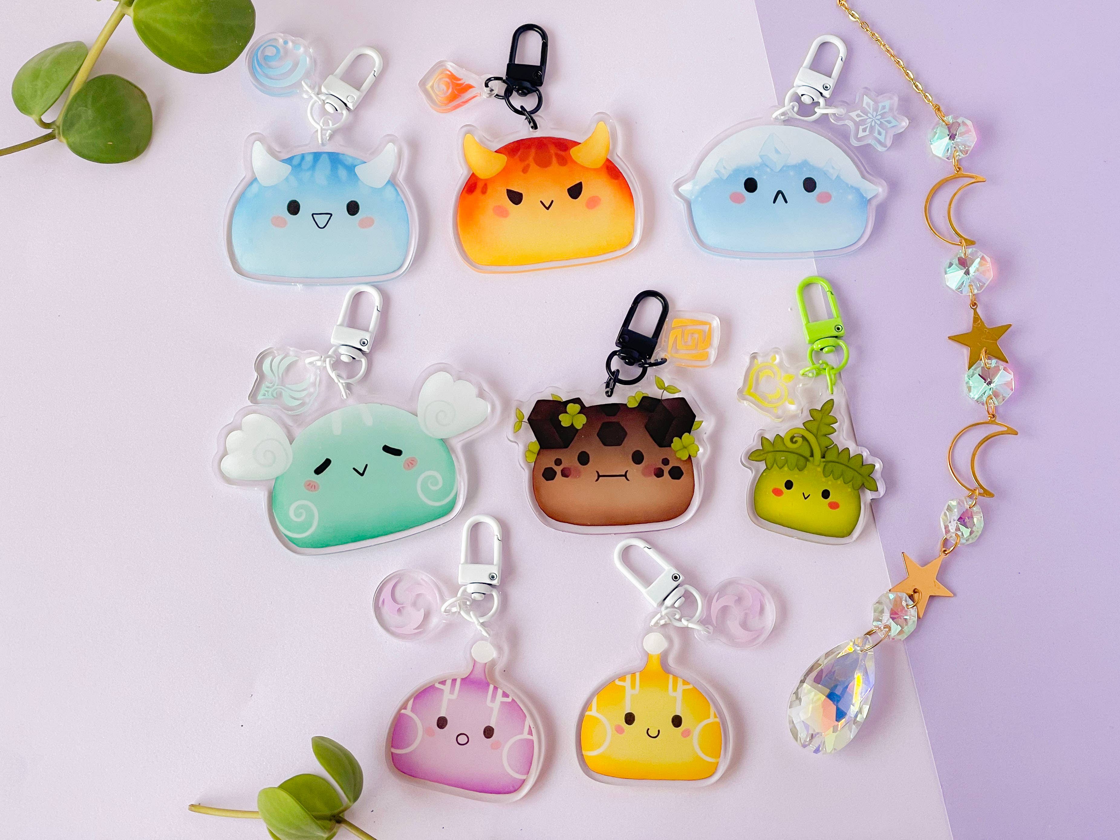 Jino's Art - Wholesale Keychain - Women's - Genshin Impact Element Slime Keychains - Geo acrylic charm1