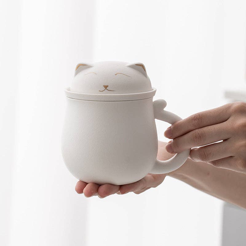 Gohobi （We cover U.S. import duties） - Wholesale Tea Set - Gohobi Lucky Black & White Cat Tea Cup With Infuser14