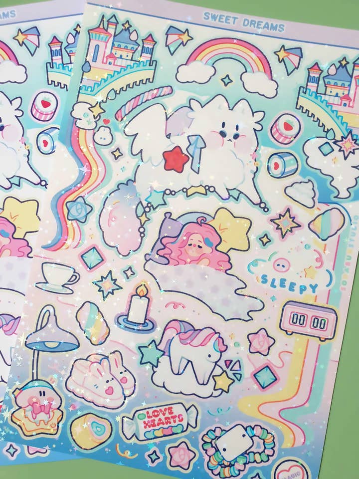 Sweet Dreams Sticker Sheet for wholesale by Coy Apricot