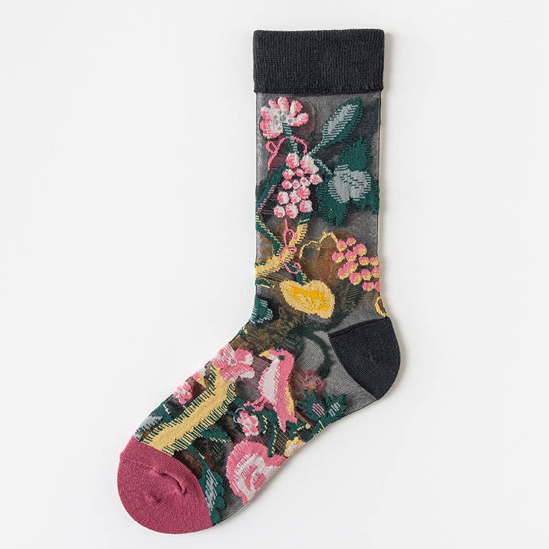 Tourtiwi - Wholesale Socks - Women's - Fruit Flower Animal Pattern Transparent Thin Summer Socks10