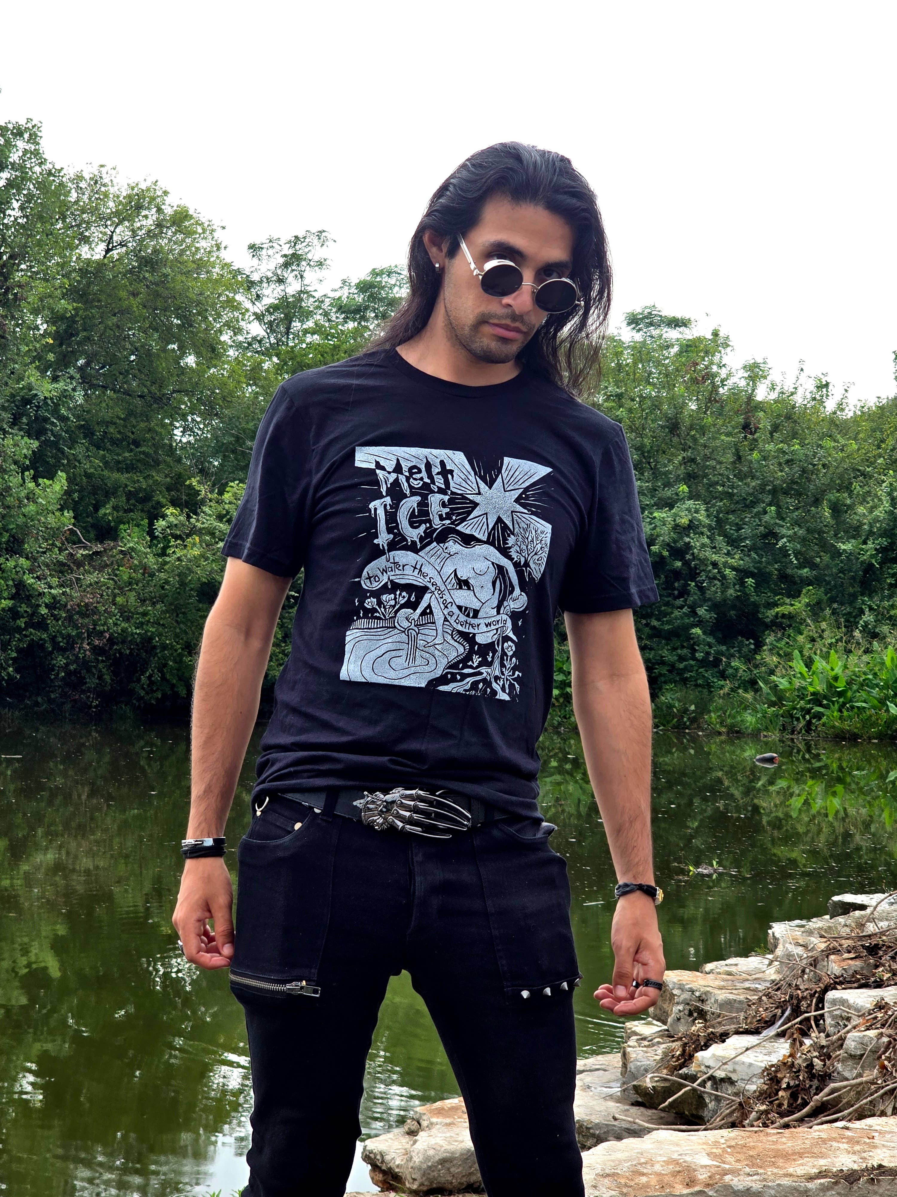 Fendywitch Designs - Wholesale Screen Printed T-Shirt - Unisex - Melt ICE Immigrant Rights/The Star Tarot Cotton T-Shirt1