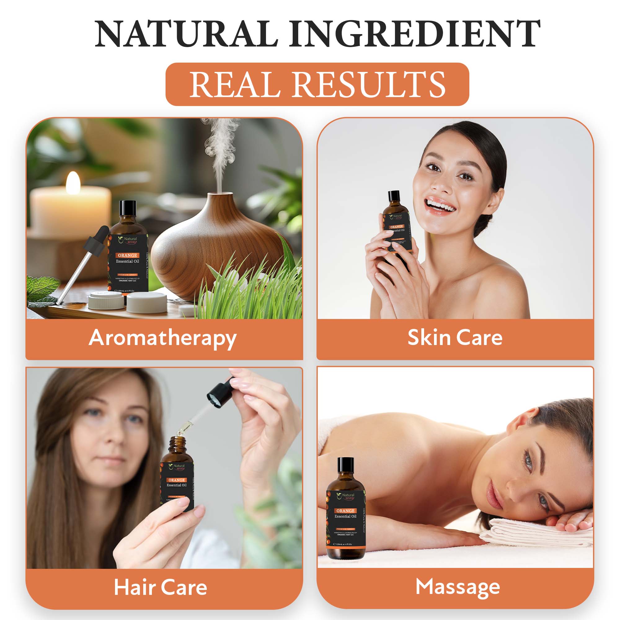 Organic Way LLC - Wholesale Etherische olie - Natural Way Sinaasappel Essentiële Olie | Pure Aromatherapie Olie voor Diffusers, Haargroei, Huid, Hoofdhuidverzorging, Massage | Verfrissende Haarolie voor Vrouwen & Mannen | Organische Essentiële Olie voor Diffuser | 4 Fl Oz (120 mL)2