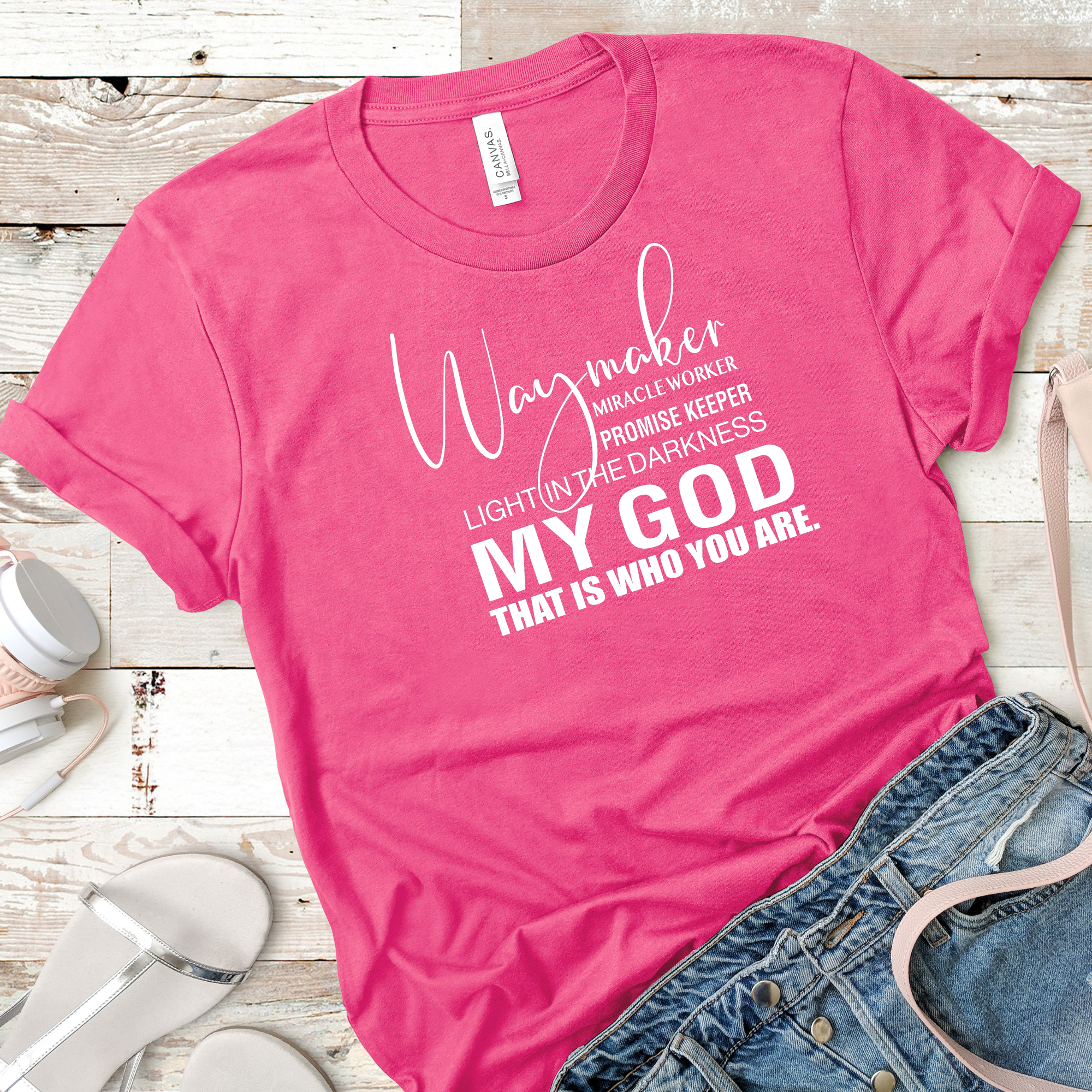 Love Ann Joy Apparel, LLC - Wholesale T-shirt met print - Dames - Waymaker Geloofsinspirerend Christelijk T-shirt - Wonderwerker5