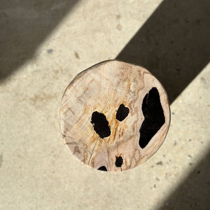 Office Objets - Wholesale Side Table - White petrified wood side table with black spots H:27.5 D:1874