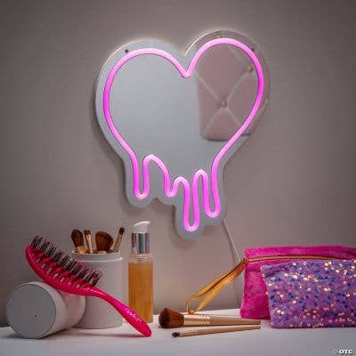 DRIPPING HEART LIGHTED MIRROR for wholesale by Fun Express