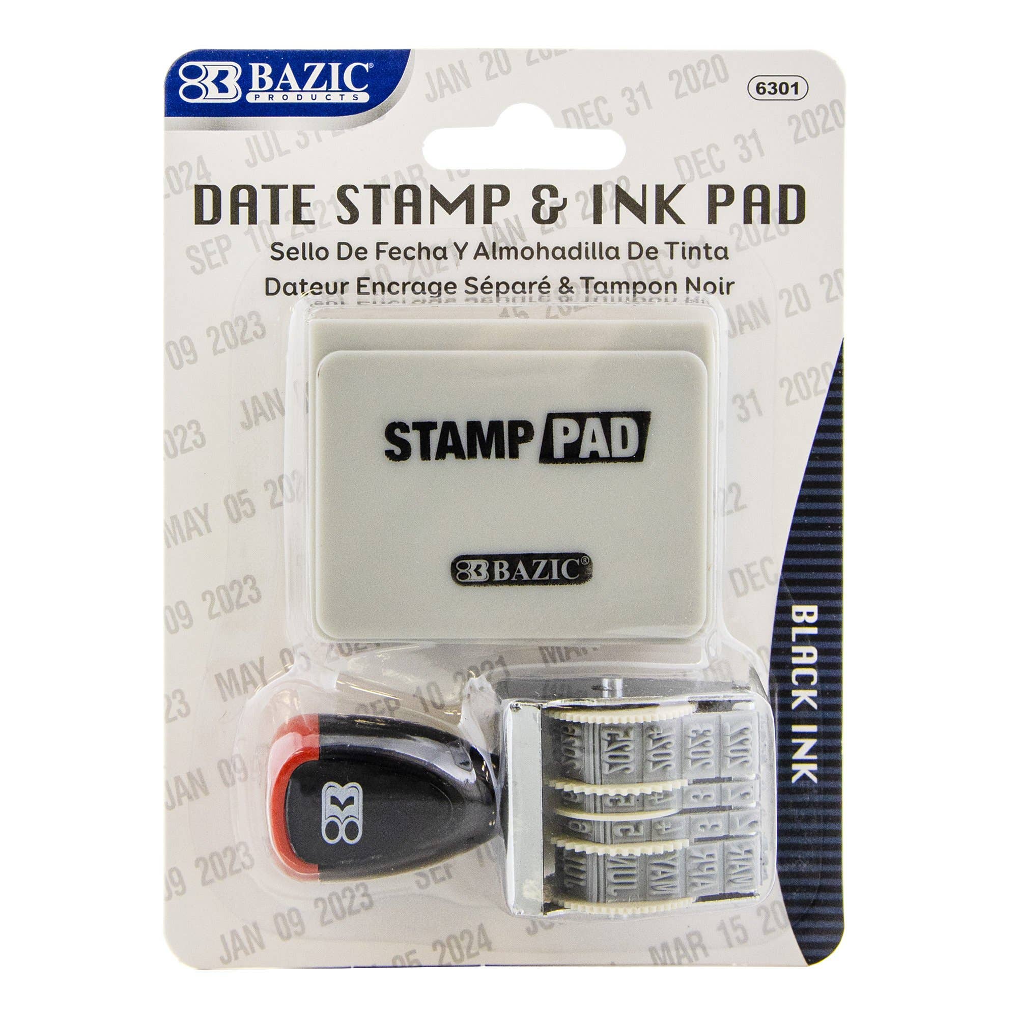 Luna Office Supply -  Everyday Essential - Wholesale Rubber/Decorative Stamp - Date Stamp and Ink Pad (Black Ink)1