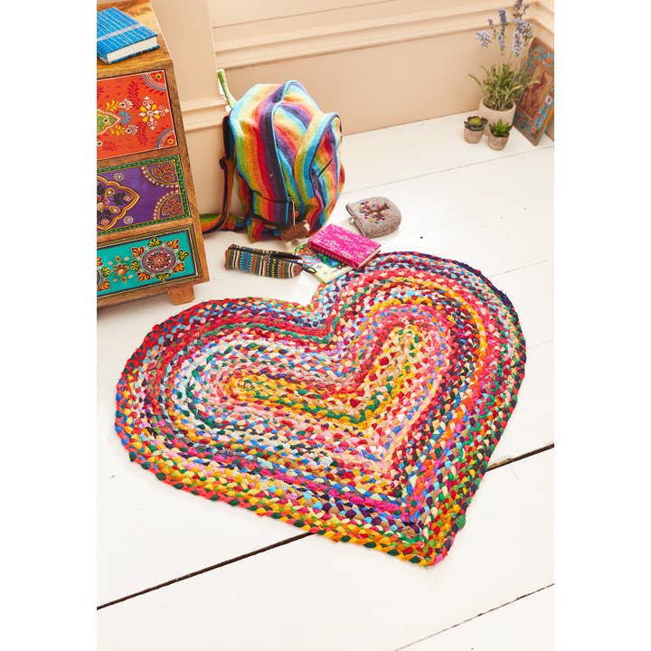 Namaste – Tapete por atacado – Tapete em Algodão Reciclado Trançado em Coração, 90 X 60cm