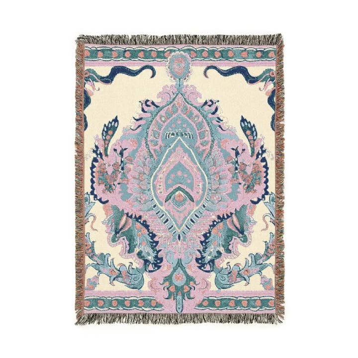 Manta Tecido Intrincada com Motivos Florais e Serpenteantes por atacado de Maia Homes