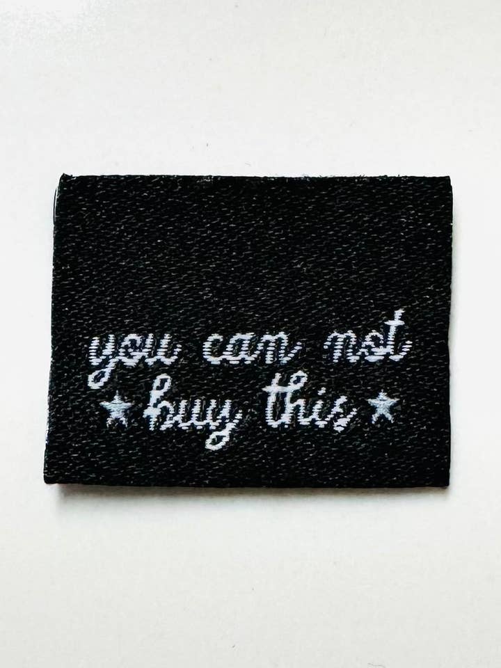 Woven folding label - you can't buy this * black* - pack of 4 for wholesale by Paul und Clara