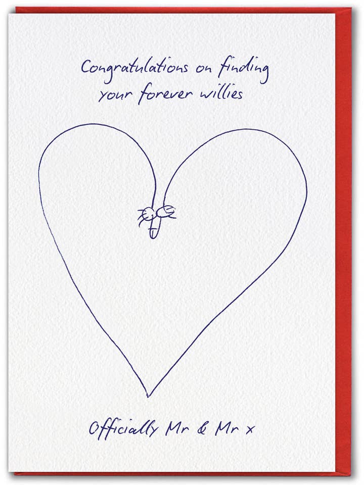 Carte de mariage amusante - Monsieur & Monsieur Pour toujours Willies pour la vente par Brainbox Candy