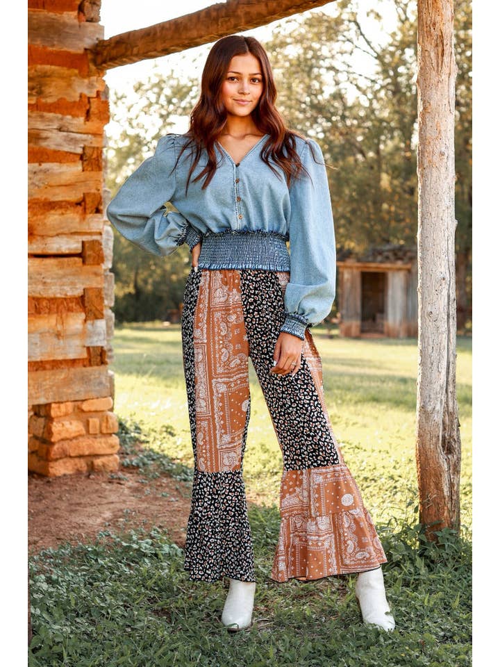 Multi CRISTINA TIERED PANTS, LEOPARD & BROWN for wholesale on Faire