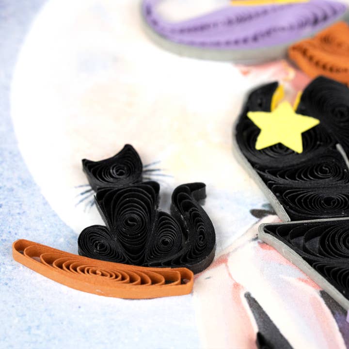 Quilling Card - Vendita all'ingrosso Biglietti di auguri generici - Biglietto di auguri per Halloween con strega sulla scopa2