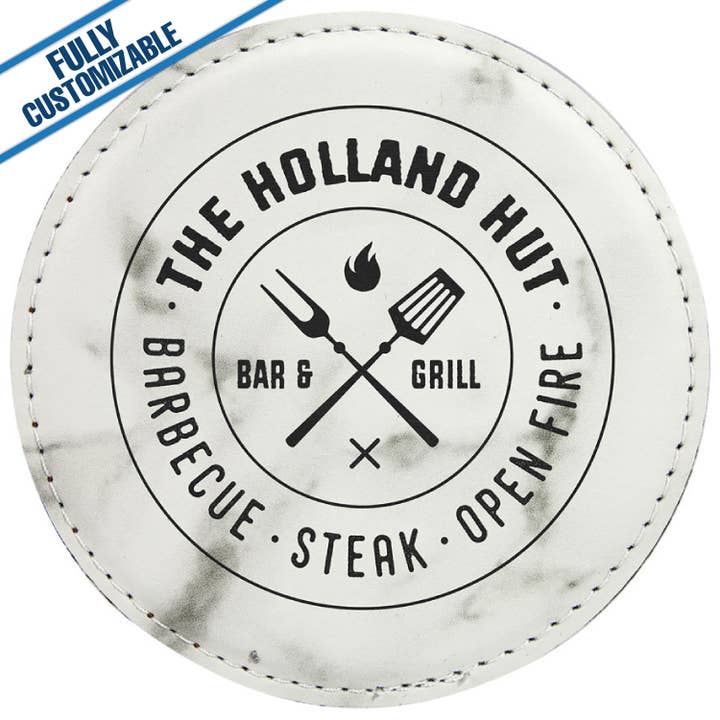 GiftWorksPlus - Wholesale Coasters - Engraved Leatherette Round Coasters - Fully Customizable13