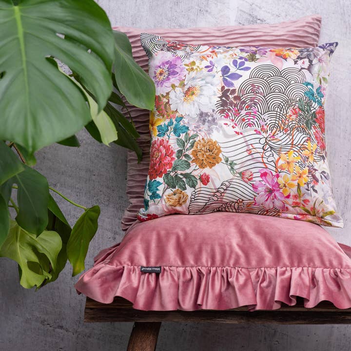 Melli Mello - Wholesale Throw/Decorative Pillow - Melli Mello Velvet Ruffle Sierkussen Groot Roze2