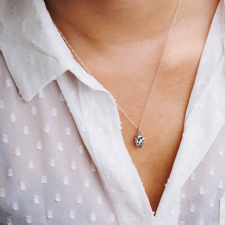 Nina Designs - Wholesale Pendant/Charm Necklace - Sterling Silver or Bronze 3D Anatomical Heart Necklace