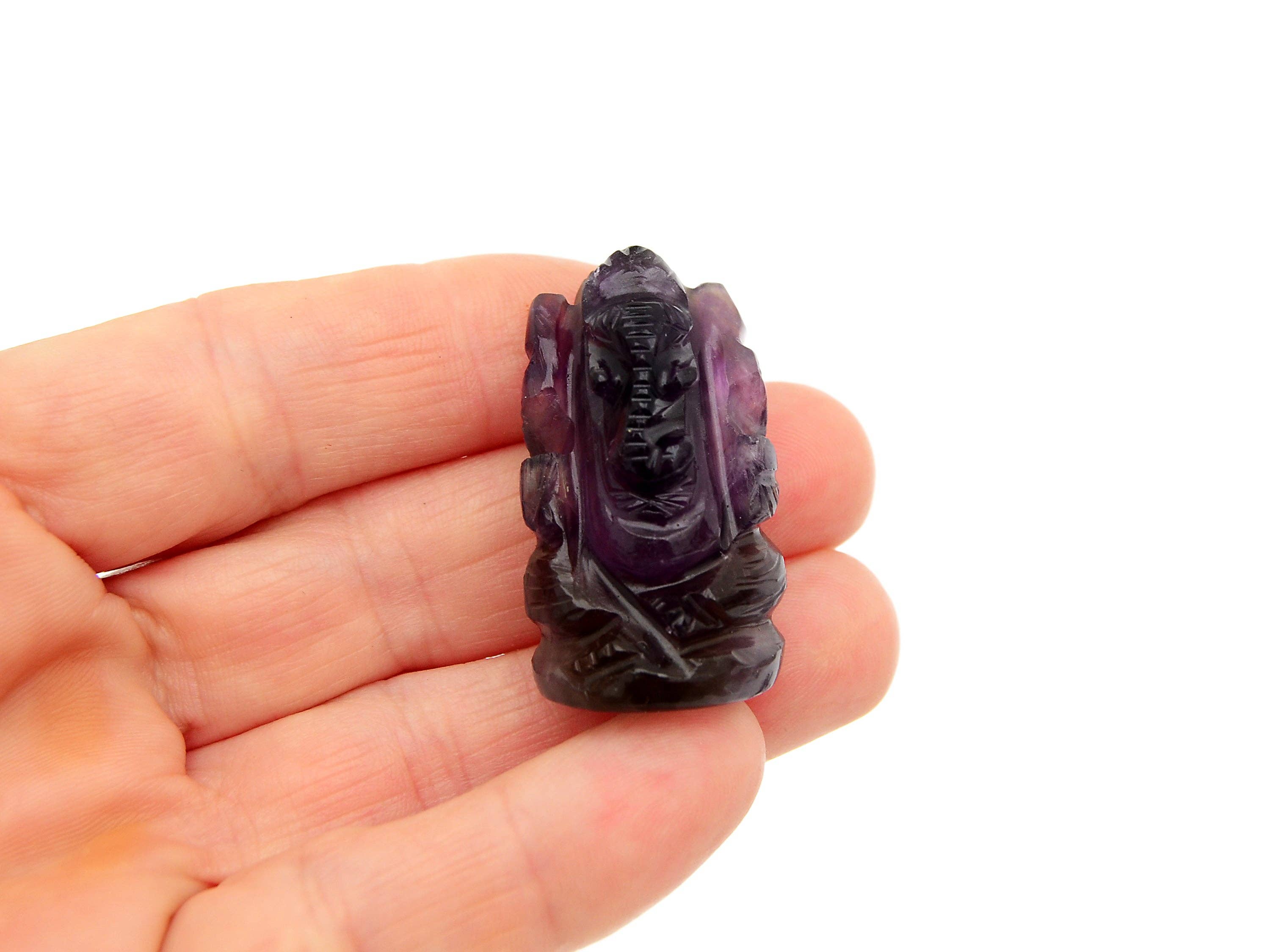 Kaia & Crystals - Wholesale Spiritual Stone/Crystal - Mini Amethyst Ganesha Sculpture (35mm) - Hand Carved Crystal5