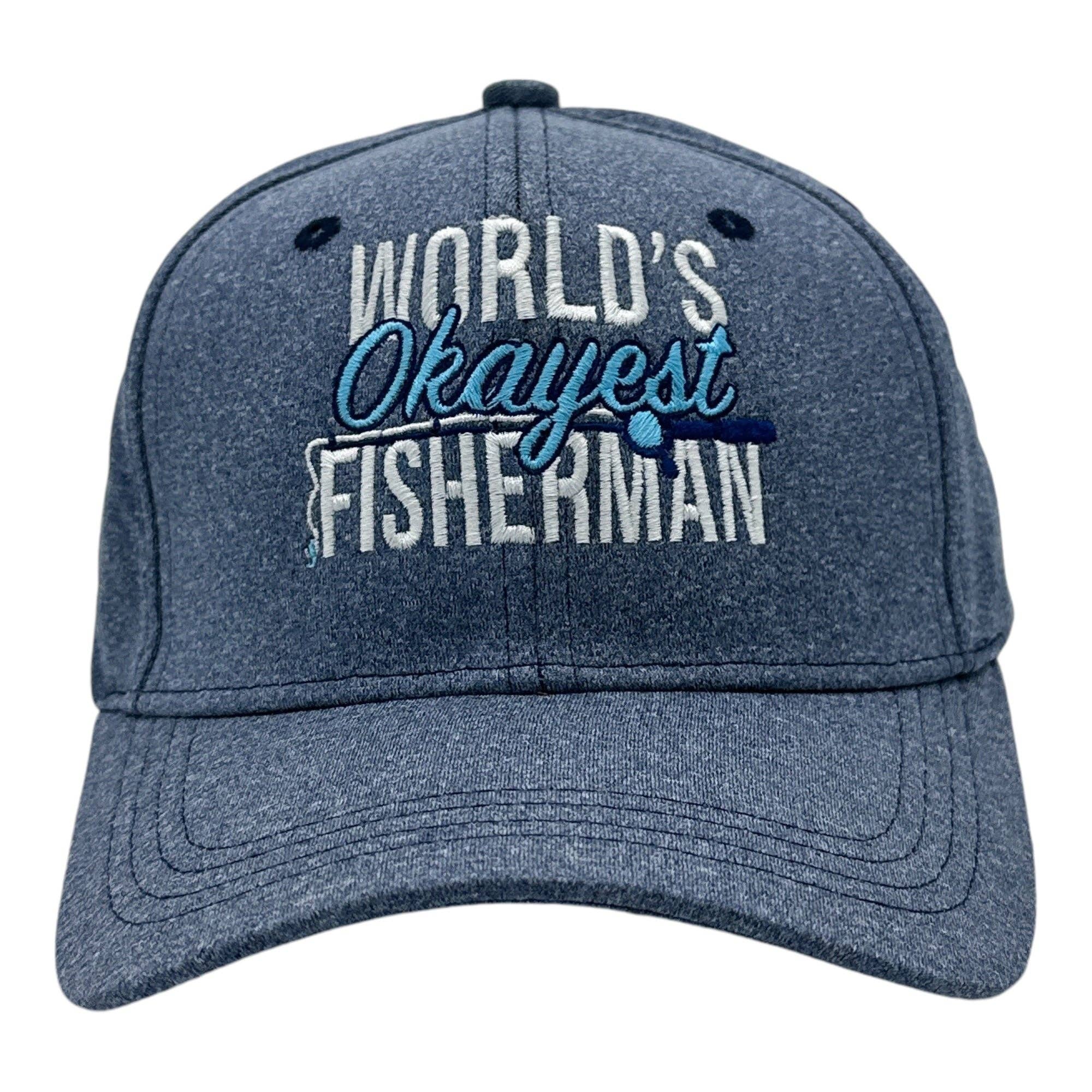 Crazy Dog T-Shirts - Wholesale Baseball Cap - Unisex - Worlds Okayest Fisherman Hat Funny Sarcastic Fishing Novelty Cap3