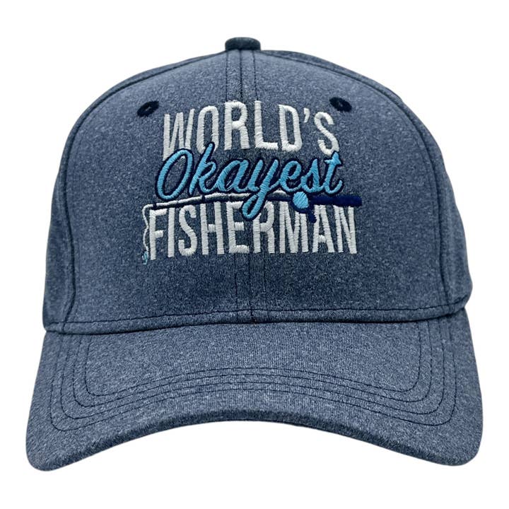 Crazy Dog T-Shirts - Wholesale Baseball Cap - Unisex - Worlds Okayest Fisherman Hat Funny Sarcastic Fishing Novelty Cap3