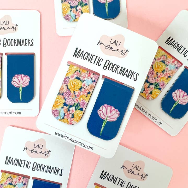 Lau Monart - Wholesale Bookmark - Pot Floral Watercolor Magnetic Bookmarks1