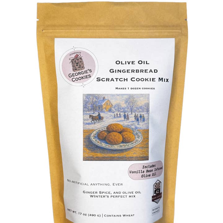Vanilla Olive Oil Gingerbread Scratch Cookie Mix for wholesale by Georgie's Cookies Scratch Cookie Mixes w/ Olive Oil