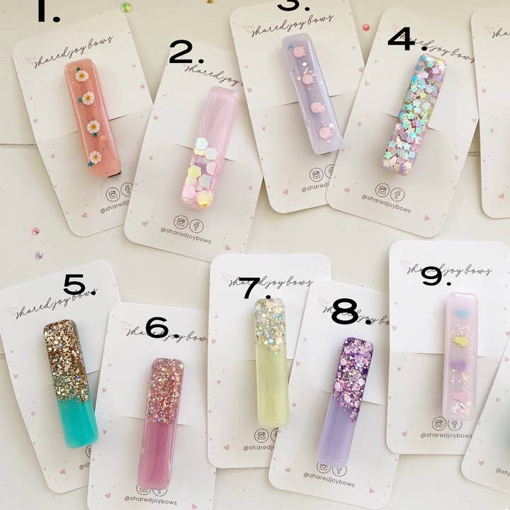 Shared Joy Bows - Wholesale Hair Clip - Kids - Glitter Resin Hair Clips