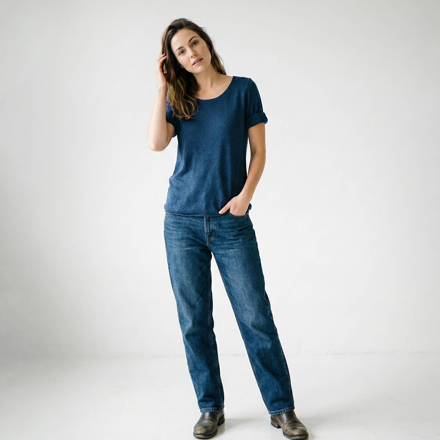 L'Emotion - Vendita all'ingrosso Maglietta - Donna - Maglietta a Maniche Lunghe Collo Tondo 30% Lana 30% Angora10