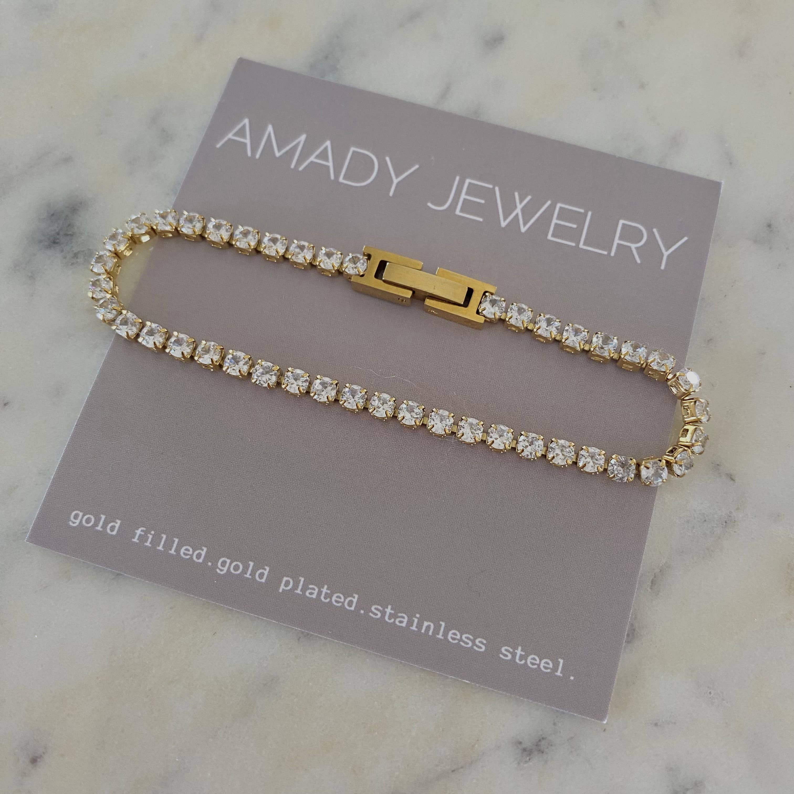 Amady Jewelry - Vendita all'ingrosso Bracciali tennis - Bracciale Tennis 3mm in acciaio inossidabile con zirconia cubica in oro 18 carati 5