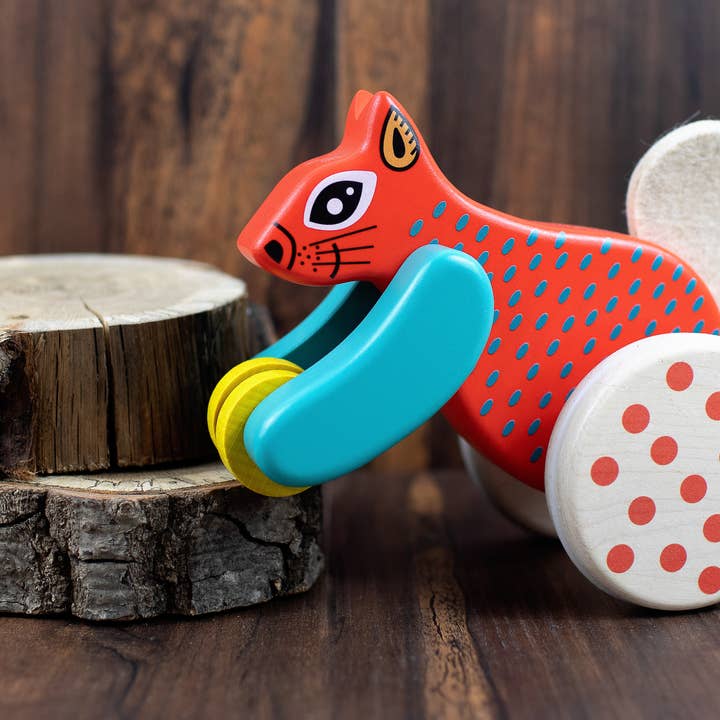 Little Poland Gallery - Wholesale Wood Toy - Kids - BAJO Squirrel Pull Toy2