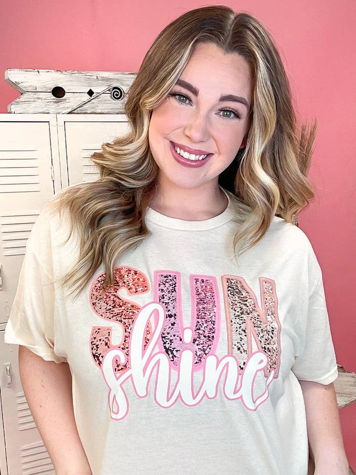 Sunshine Sparkle Graphic Shirt for wholesale by Sugar Stitch