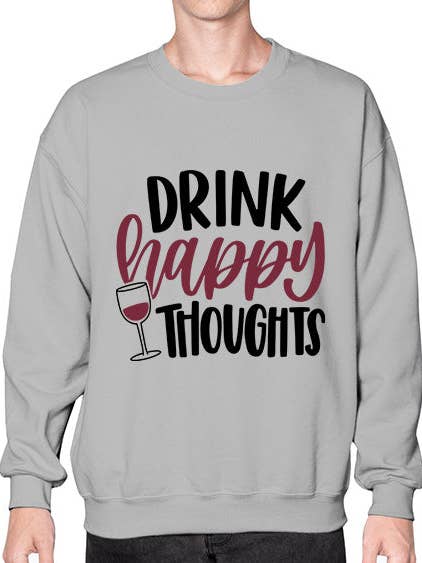drink happy thoughts 918# - wijn - Sweatshirt - Crew voor wholesale door tshirt unlimited
