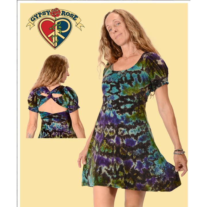 Tye Dye Velvet Twist Back Dress for wholesale by Gypsy Rose