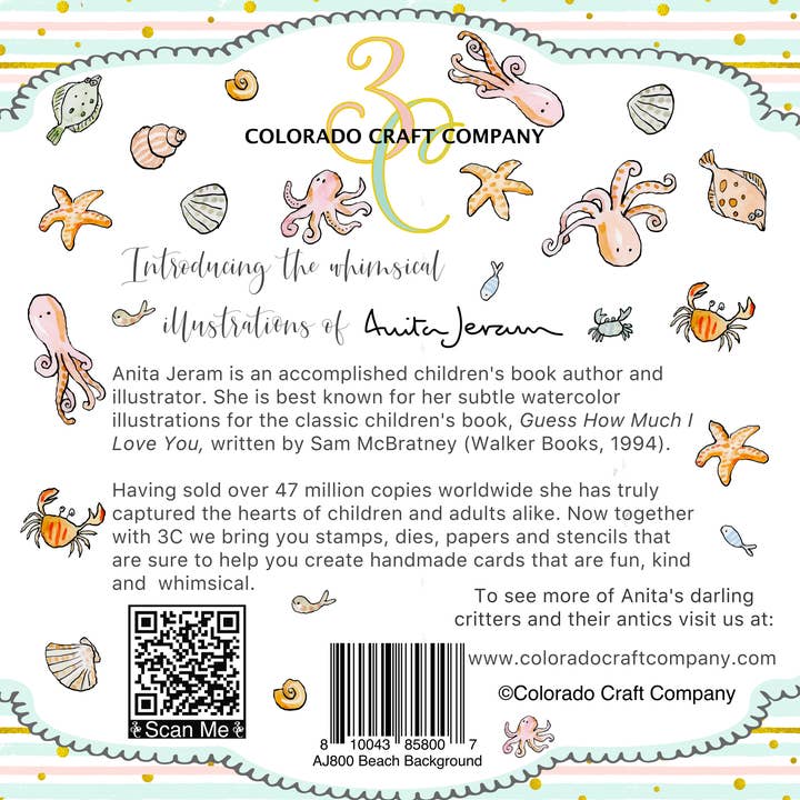 Colorado Craft Company – wholesale Rubber/decorative stamp – AJ800 Anita Jeram~Beach Background 6 x 6 Clear Stamps