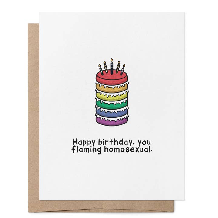 That Queer Card Co - Wholesale Birthday Card - Happy Birthday Flaming Homosexual LGBTQ+ Greeting Card