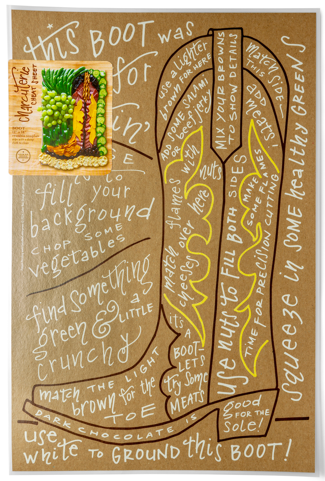 Color Box Design & Letterpress – wholesale Cheese board – Charcuterie Cheat Sheet | Boot3