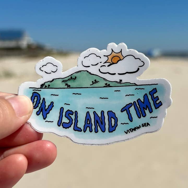 On Island Time Sticker for wholesale by Vitamin Sea Clothing