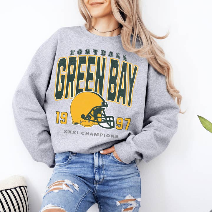 Hello Team Spirit - Wholesale Graphic Sweatshirt - Women's - Green Bay Football Sweatshirt4