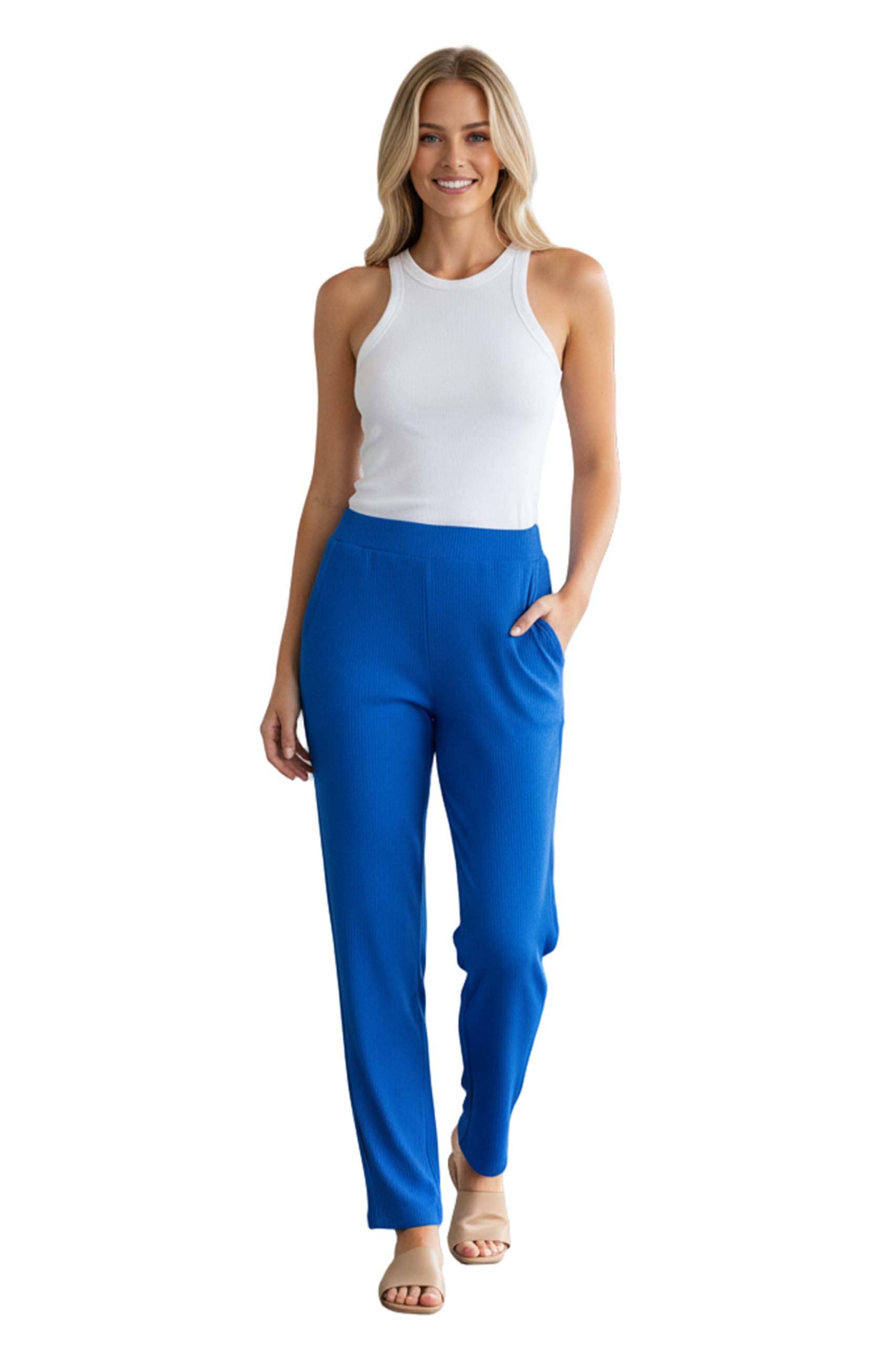 Good Stuff Apparel - Wholesale Pants - Women's - Women's High Waisted Solid Ribbed Straight Leg Pants2