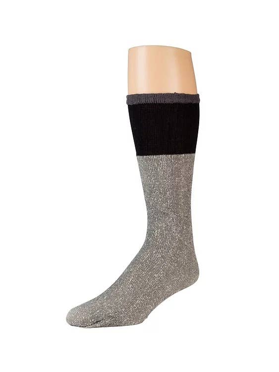MB55 - Wholesale Socks - Unisex - Gray W/Black Tops Part Cotton Thermal Diabetic Socks