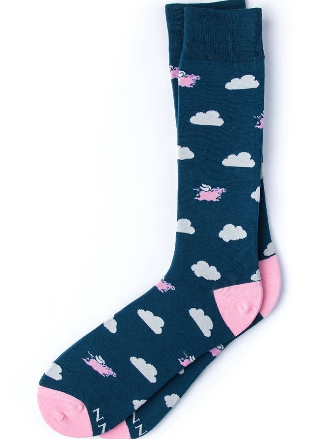 Take to the Sky Sock - Blue Carded Cotton by Alynn for wholesale by Alynn