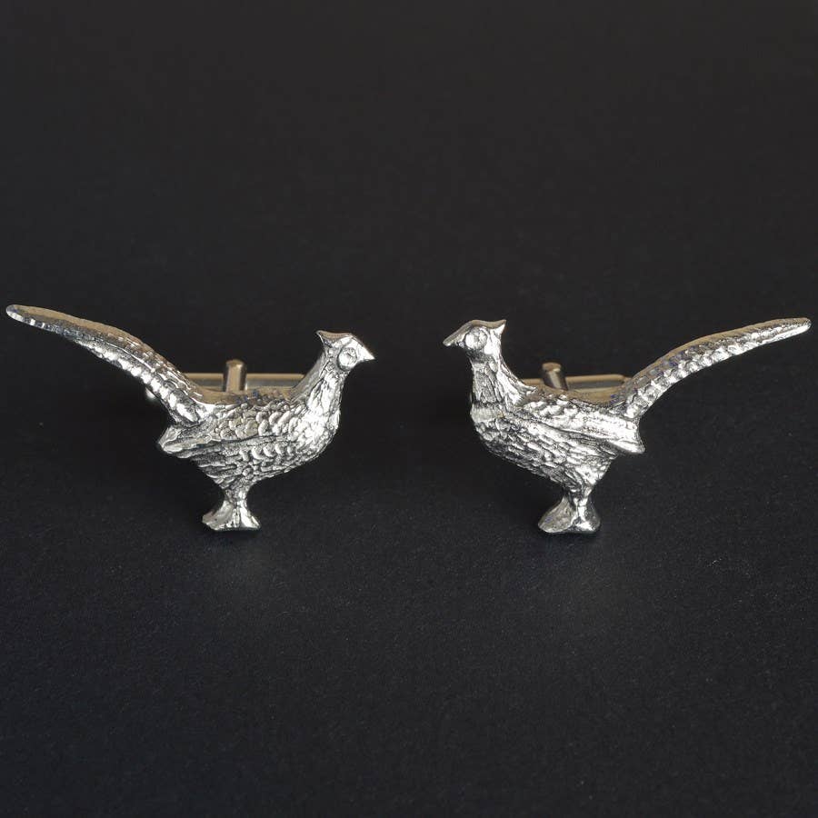 Glover & Smith – wholesale Manschett-/skjortknappar - Herr – Glover & Smith fasanmanschettknappar i tenn – engelska gåvogåvan1