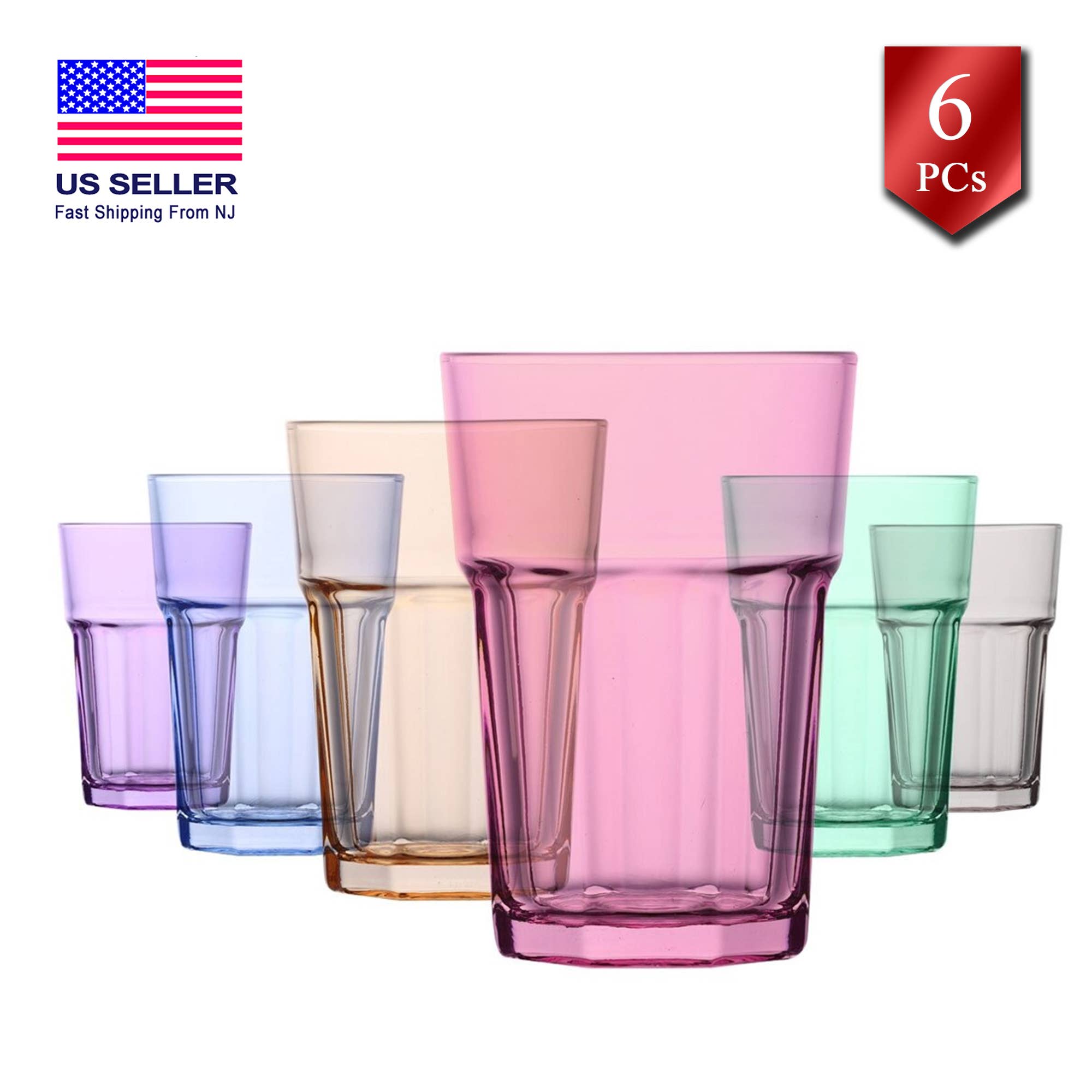 Hakan – wholesale Drinking glass/cup – Aras Water Drinking Glasses Set of 6, Colorful Tumblers5