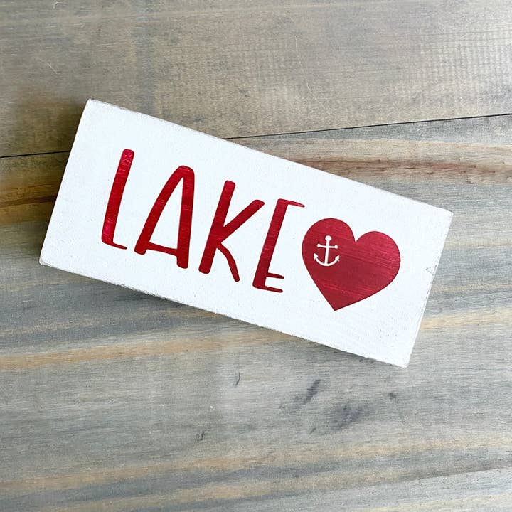 Lake heart Sign, Valentine's gift beach love decor coastal for wholesale by Anchored Soul Designs