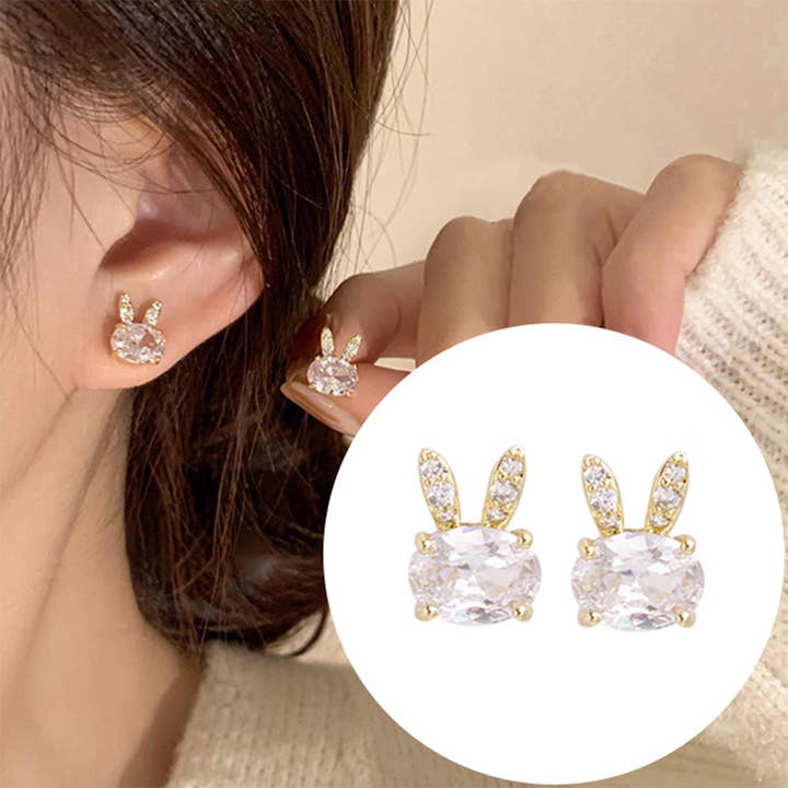 Bunny Earrings : Cute Adorable Studs mismatch carrot & bunny for wholesale by Gemscape UK