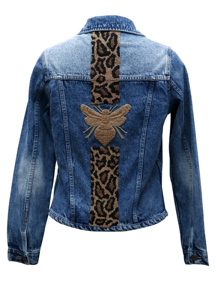 Tiana Designs - Wholesale Denim Jacket - Women's - DJ DK New Leopard Stripes 5016 - Gold/Black/Gold/Bronze/Gol